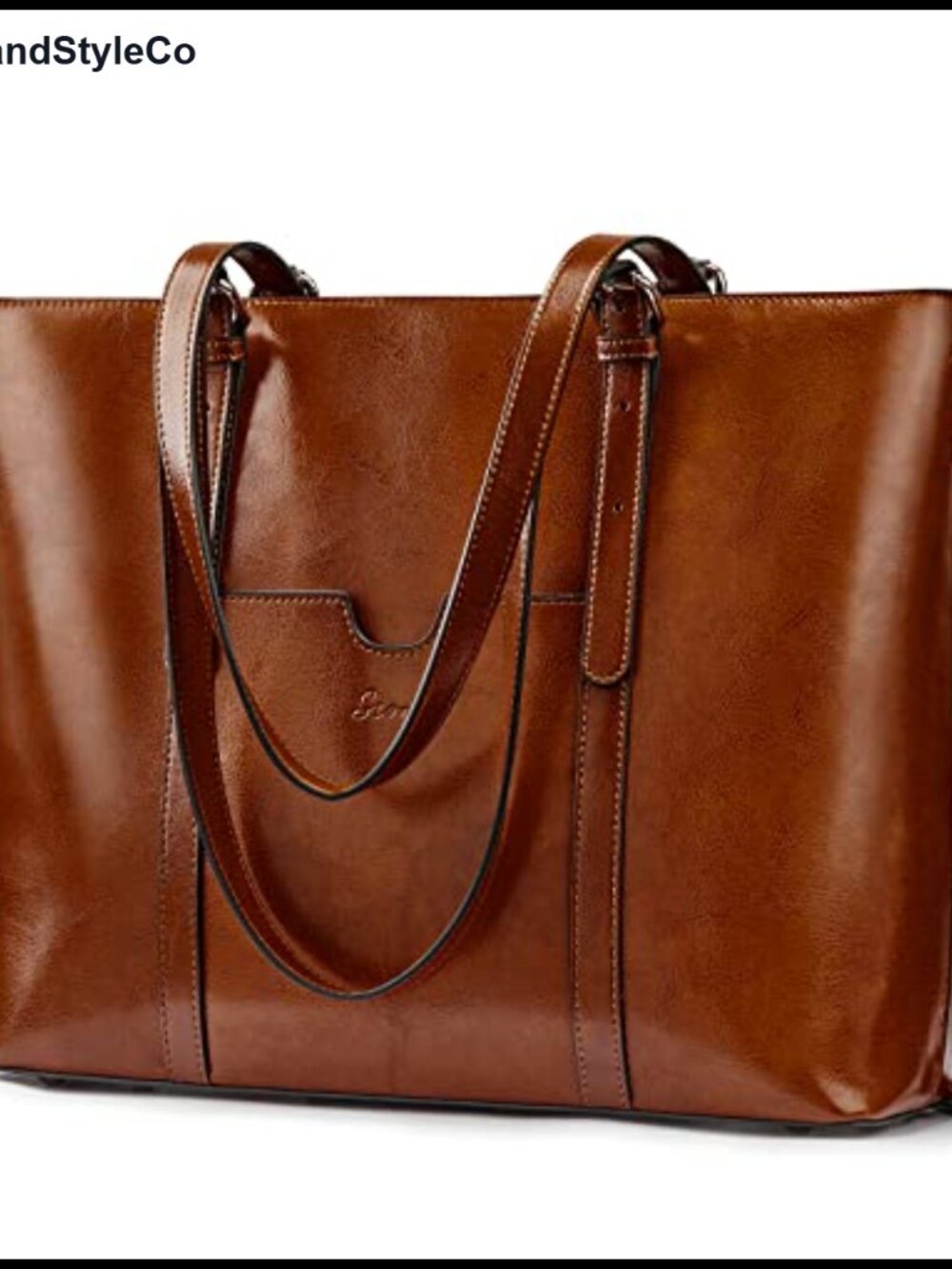 Genuine Leather Laptop Tote Bag Shoulder Handbag 15.6 Inch Briefcase